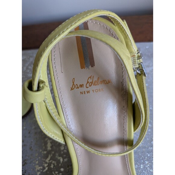 Sam Edelman LIME GREEN Women's US 8M/ EU38 Kia Kiwi Leather Block Heel Sandals - Picture 3 of 11